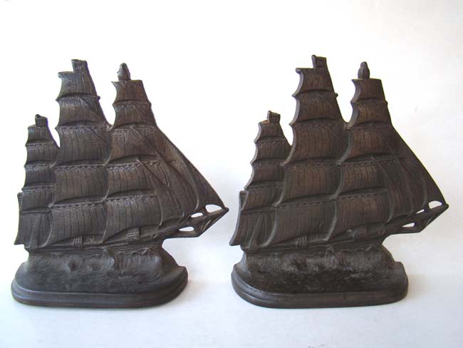 A pair of antique Clipper Ship cast iron bookends circa 1925
